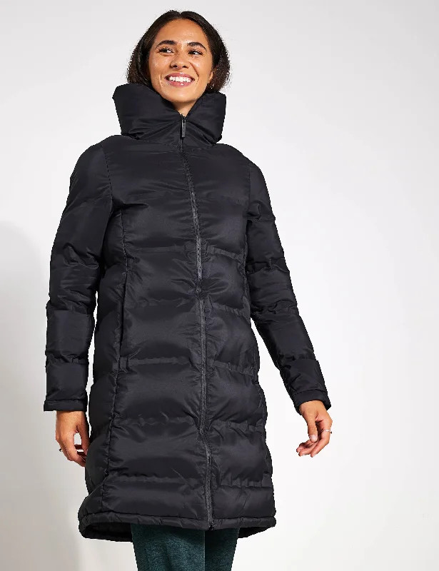 Waterproof Coat - Black Casual Open-Front Coat