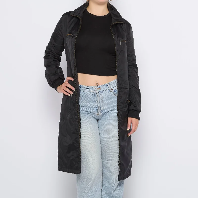 Calvin Klein Zip Up Rib Cuff Long Coat - M Lightweight Utility Jacket