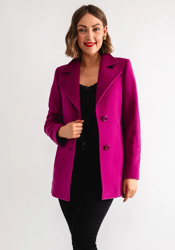 Christina Felix Short Wool Coat, Fuchsia Checkered Wool Shacket