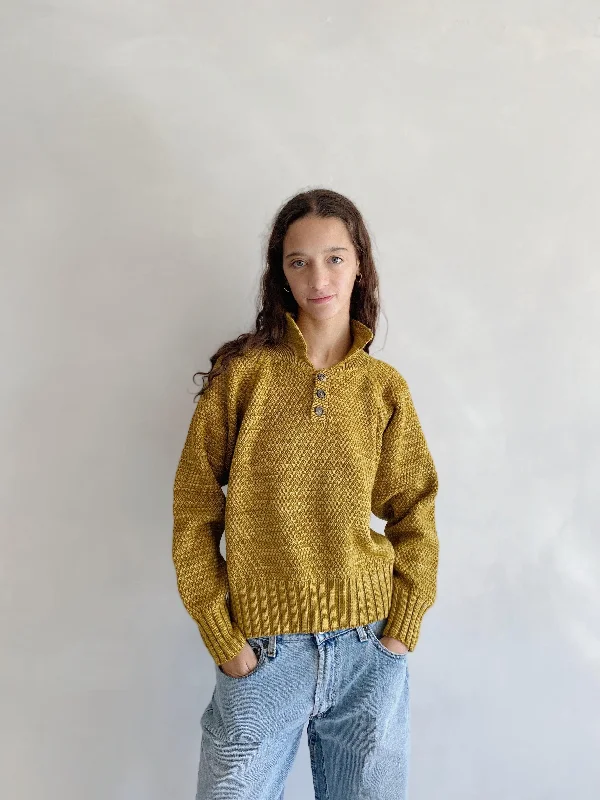 evan seed stitch pullover in ecru olive Fitted Ribbed Sweater