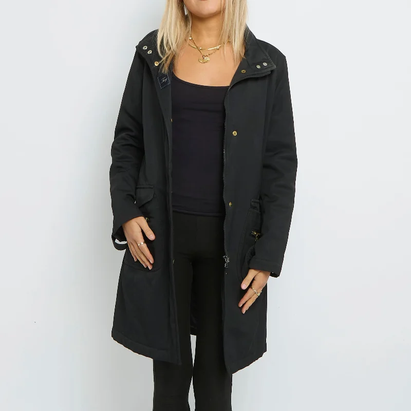 Heavyweight Cotton Button Up Long Coat- UK 14 Streetwear Bomber Jacket