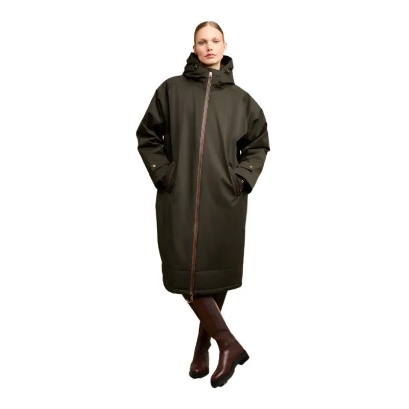 Holland Cooper Ladies One-Size Waterproof Country Dry Coat - Khaki Vintage Suede Jacket