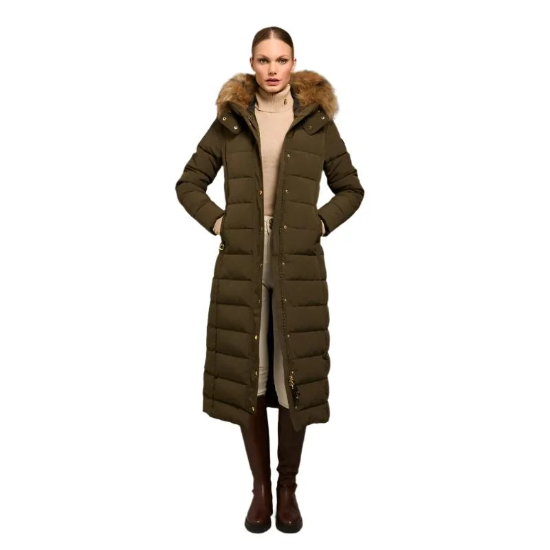 Holland Cooper Stoneleigh Longline Ladies Coat - Khaki Elegant Wool Jacket