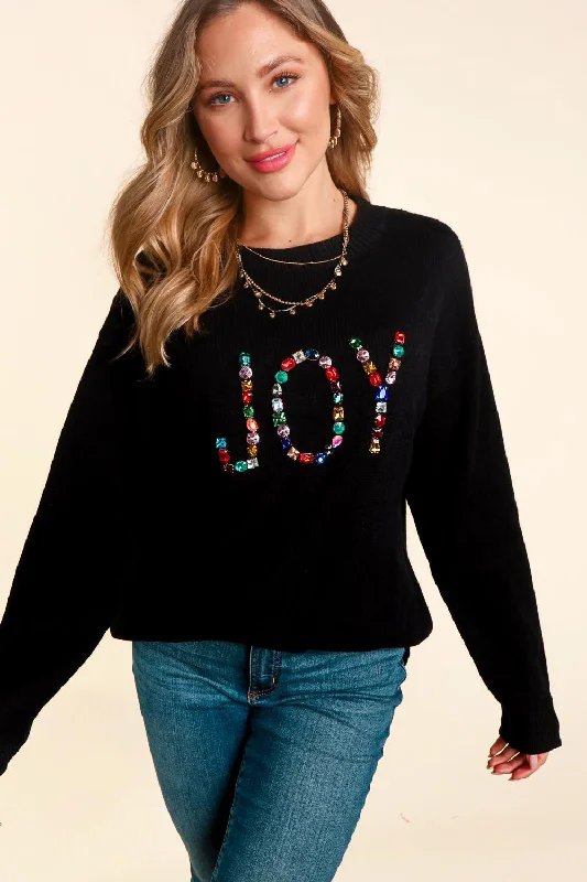 JOY JEWEL BEADED LONG SLEEVE PULLOVER SWEATER Wrist Length Sleeve