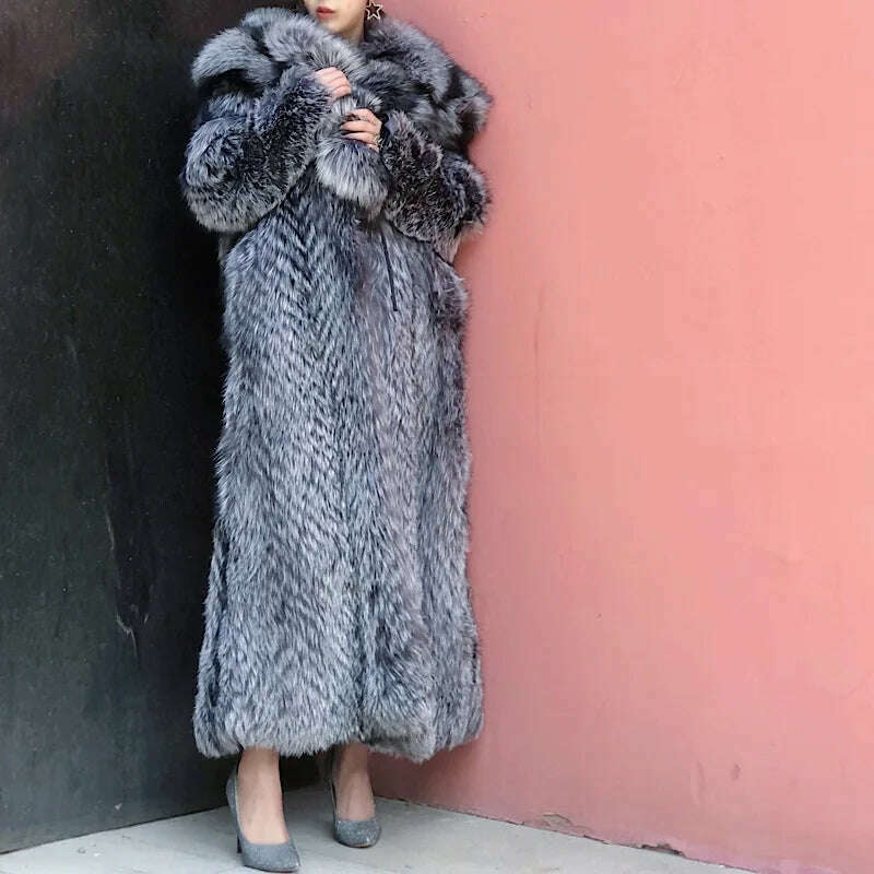 New off Season Special Price in Autumn And Winter Of 2021 Silver Fox Full Skin Lapel Young Super Long Fur lady's Coat Softshell Outdoor Jacket New off Season Special Price in Autumn And Winter Of 2021 Silver Fox Full Skin Lapel Young Super Long Fur lady's Coat Softshell Outdoor Jacket