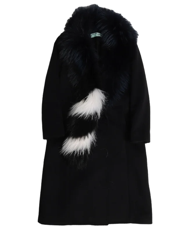 Fur Collared Coat Casual Open-Front Coat