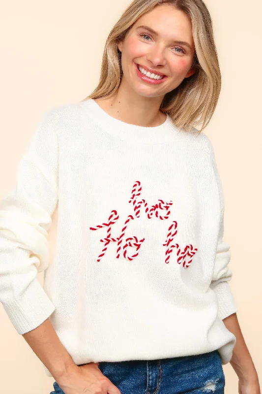 Plus HOHOHO POP UP LETTER PULLOVER SWEATER TOP Box Sleeve Comfort