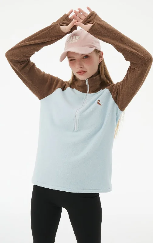 RandomPow Women's Colorblock Mid Fleece Pullover Long Sleeve Pullover