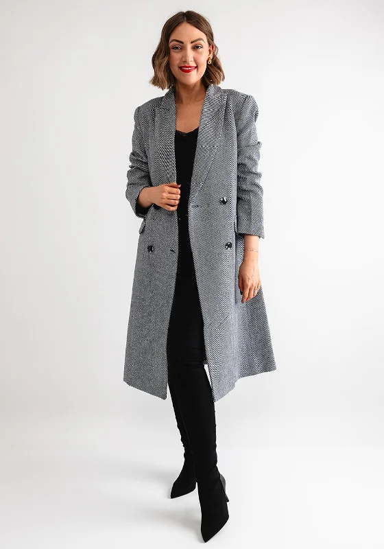 Rino & Pelle Double Breasted Coat, Navy and White Lightweight Windbreaker