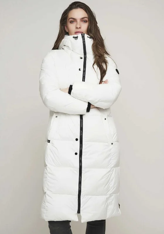 Rino and Pelle Rosana Long Puffer Coat, White Thick Layered Jacket
