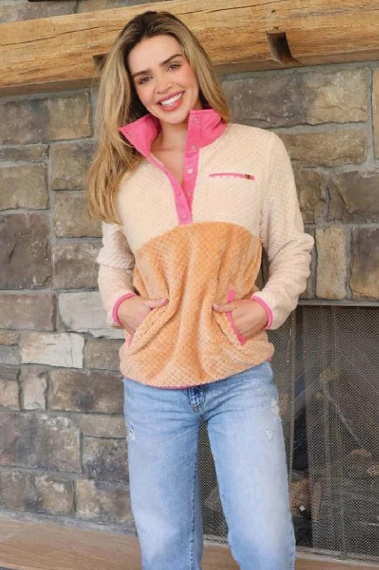 Simply Southern Simply Soft Pullover for Women in Honey Color Block | PP-0224-PULL-SMPSFT-HONEY Crew Neck Wool Simply Southern Simply Soft Pullover for Women in Honey Color Block | PP-0224-PULL-SMPSFT-HONEY Crew Neck Wool