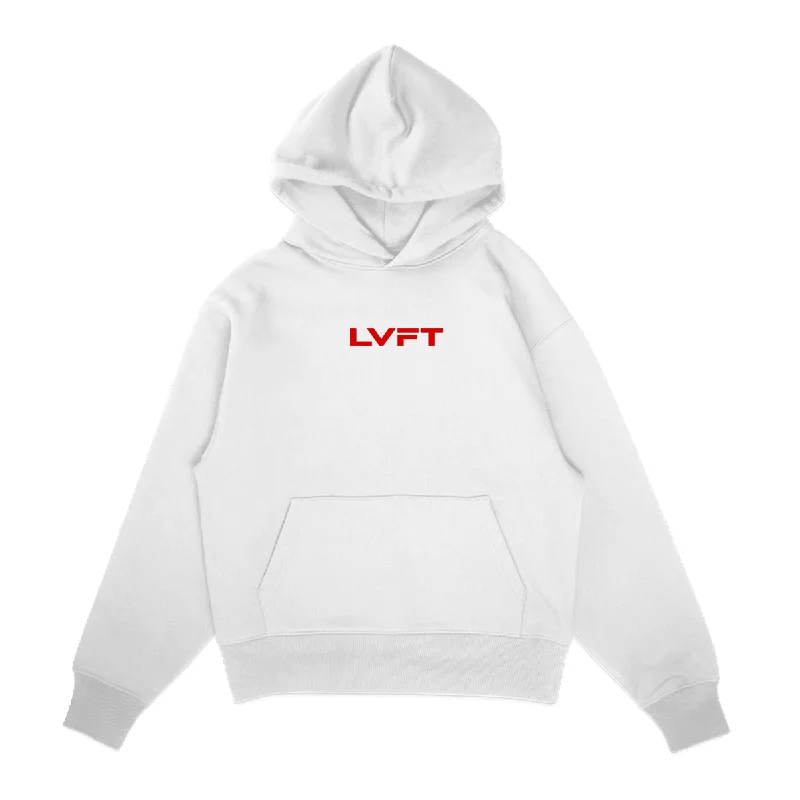 Slate Pullover Hoodie - White / Red Lantern Sleeve Elegant