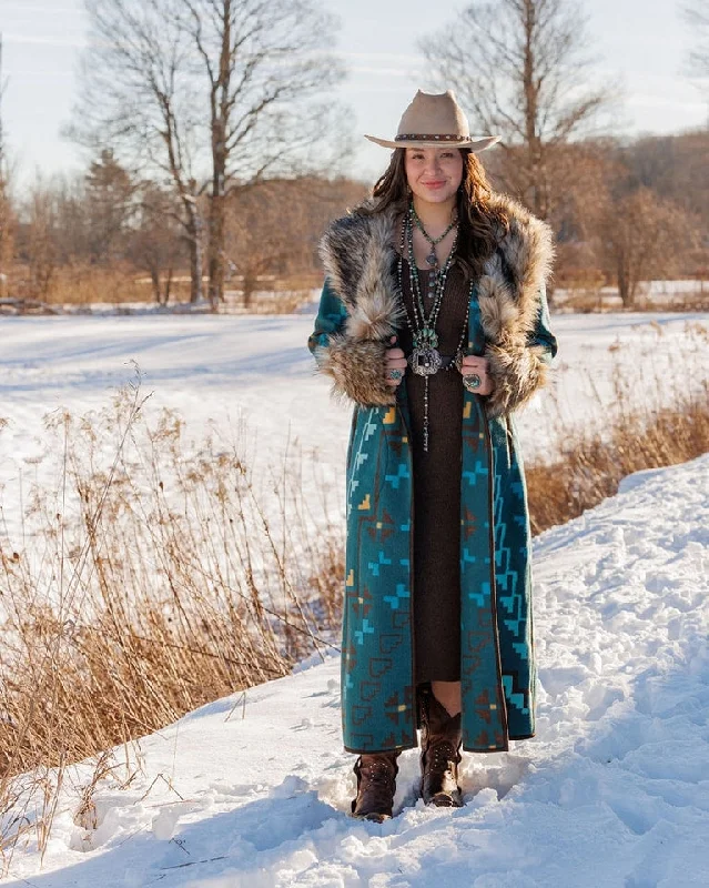 Tasha Polizzi Women's Peacock Everest Blanket Coat Flowy Lightweight Kimono