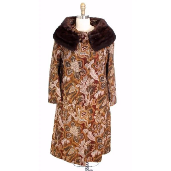 VTG NWT 1960-70s Golet Tapestry Womens Coat Classic Fit Natural Mink Collar Browns S Up To 14 Relaxed Fit Blazer VTG NWT 1960-70s Golet Tapestry Womens Coat Classic Fit Natural Mink Collar Browns S Up To 14 Relaxed Fit Blazer
