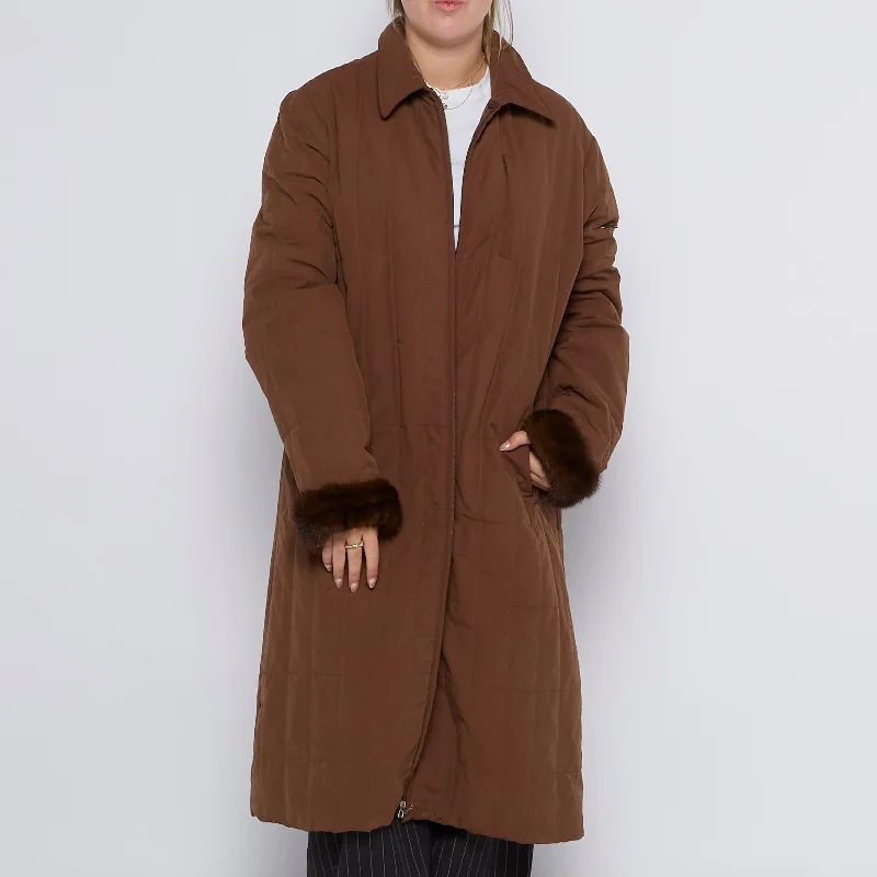 Trussardi Long Lightly Padded Coat - UK 14 Knit Longline Duster