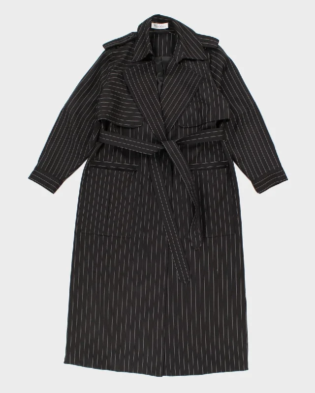 Vintage 00s Max Mara Women's Navy Stripe Coat - S Modern Asymmetric Coat