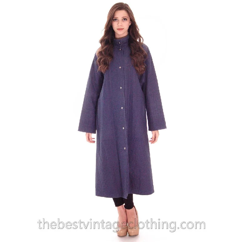 Vintage 1970s Vuokko Maxi Coat Indigo Speckled Print Blue Tent A line XS Warm Hooded Poncho Vintage 1970s Vuokko Maxi Coat Indigo Speckled Print Blue Tent A line XS Warm Hooded Poncho