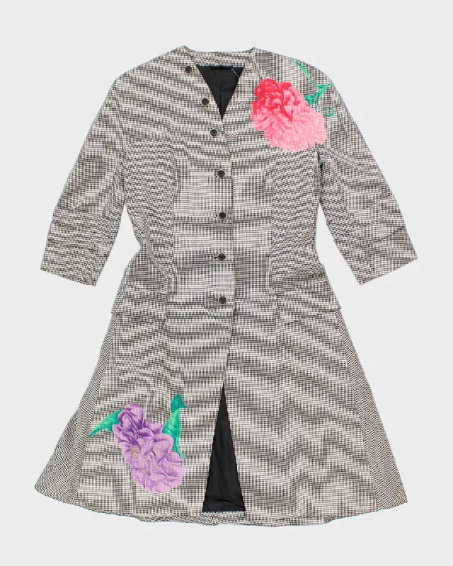 Vintage Made In Italy Hand Painted Flower Coat - XS/S Adjustable Waist Parka