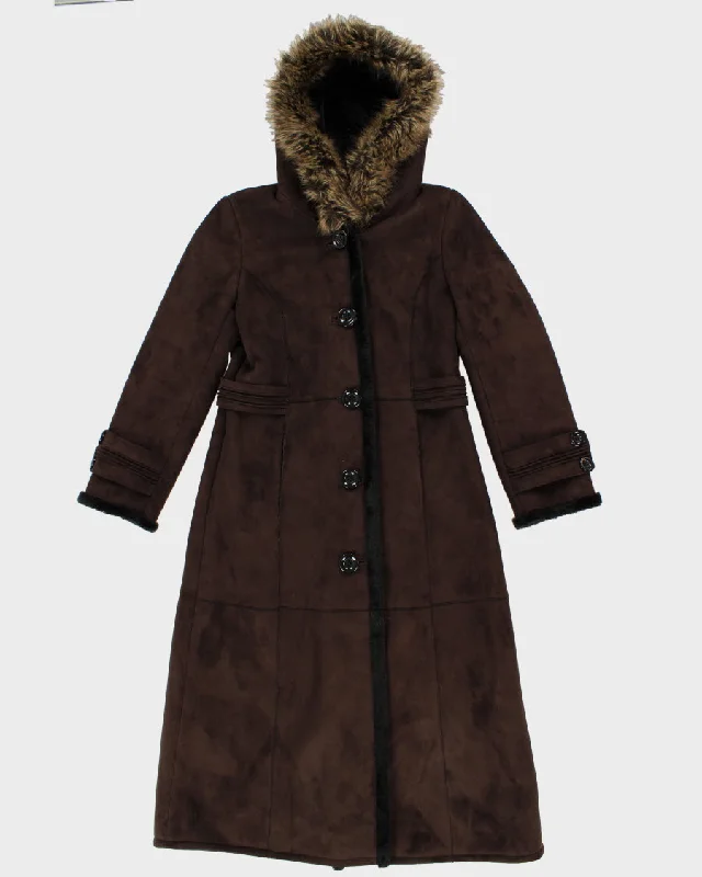 Vintage Novelti Faux Fur Hooded Coat - S Fitted Tailored Blazer