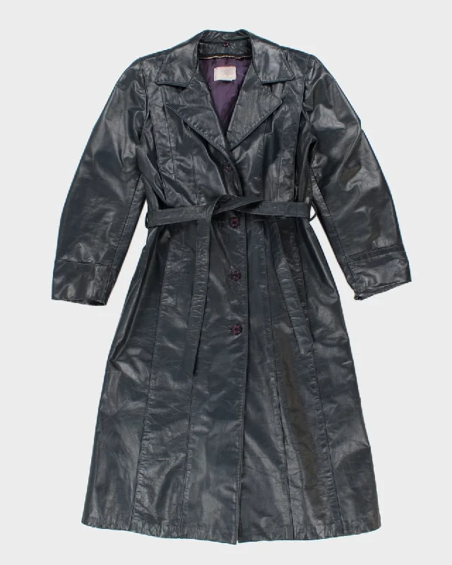 Vintage Sears Navy Leather Belted Coat - M Padded Ski Jacket