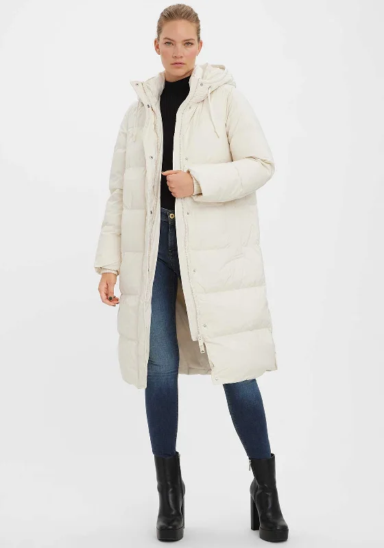 Vero Moda Erica Holly Long Puffer Coat, Cream Fitted Tailored Blazer