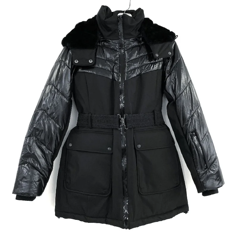 Wmns BERNARDO Love Black Removable Hood Belted Cinched Waist Puffer Coat Sz S Minimalist Wool Duster Wmns BERNARDO Love Black Removable Hood Belted Cinched Waist Puffer Coat Sz S Minimalist Wool Duster