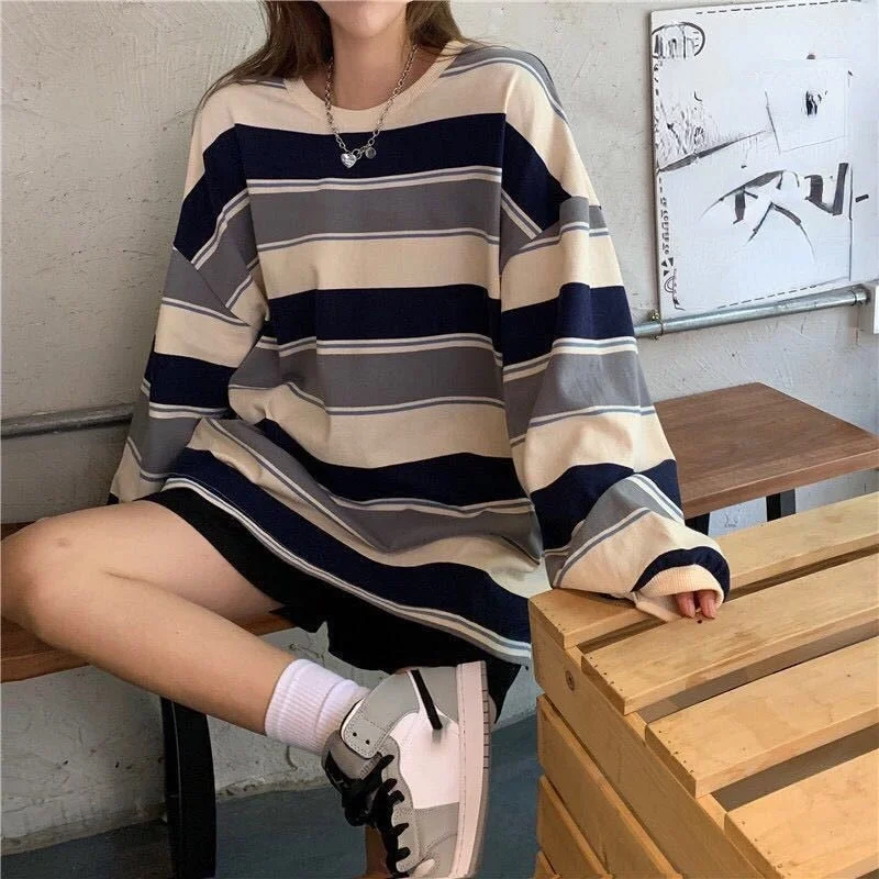 Women Pullovers Striped Streetwear Chenille Soft Sweater