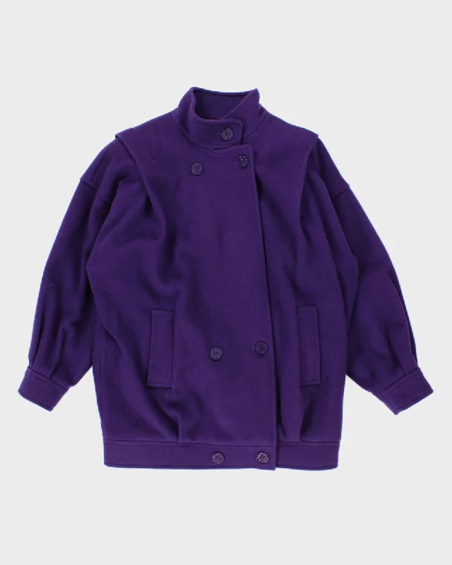 Women's Purple London Fog Winter Coat - M/L Reversible Quilted Jacket