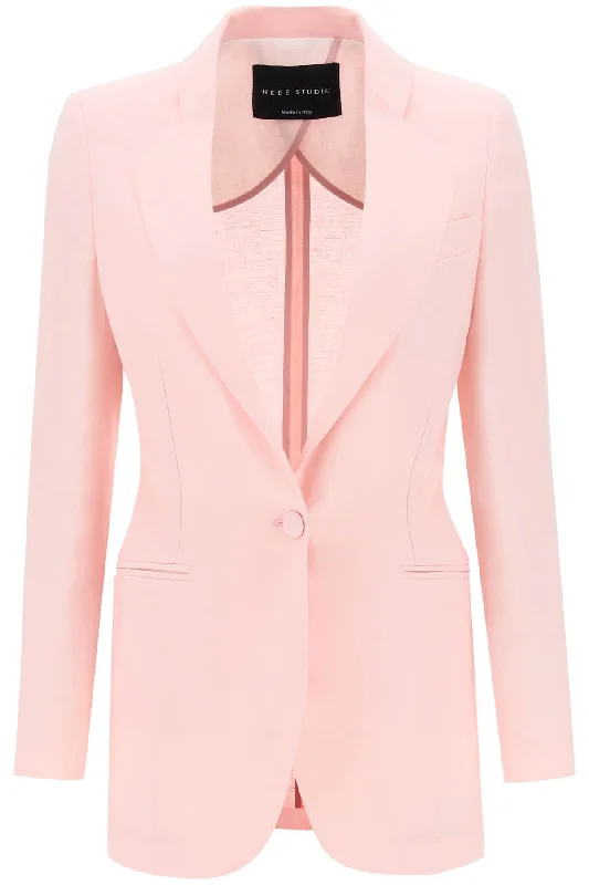Single-breasted Blazer In Linen  - Rosa Milan Custom Blazer