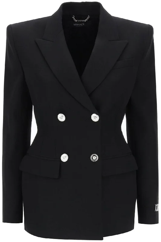 Hourglass Double-breasted Blazer  - Black Women's Brand Blazer