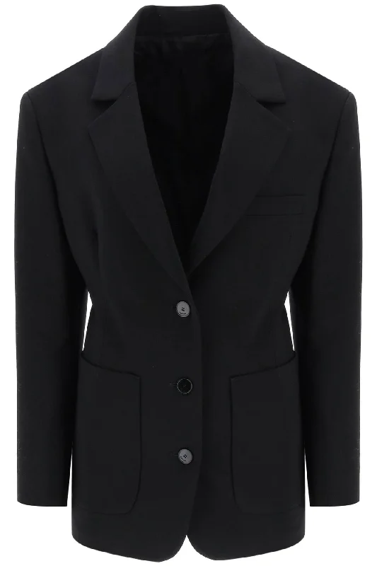 Stretch Wool Waisted Blazer  - Nero Women's Elegant Suit