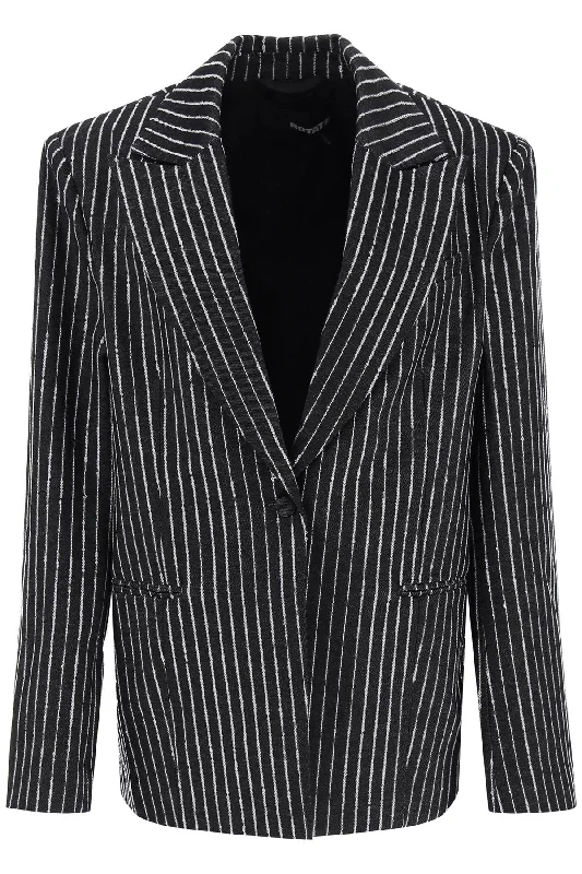 Blazer With Sequined Stripes  - Black Women's Luxurious Suit