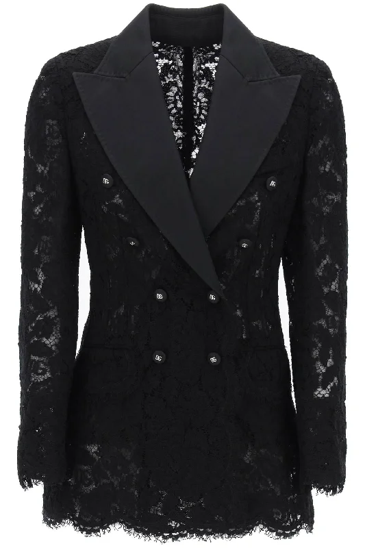 Turlington Double-breasted Lace Blazer  - Black Women's Boutique Suit