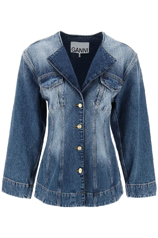 "denim Blazer With Sparkle  - Blue Women's Vacation Suit