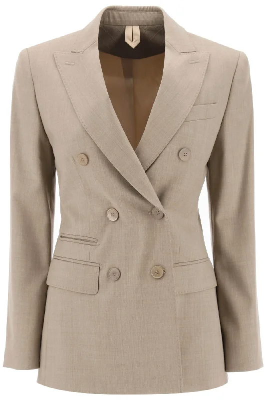 Nandina Double-breasted Blazer  - Beige Women's Fashion Blazer