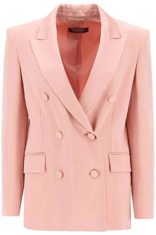 Teiera Satin Double-breasted Blazer  - Pink Women's Premium Blazer