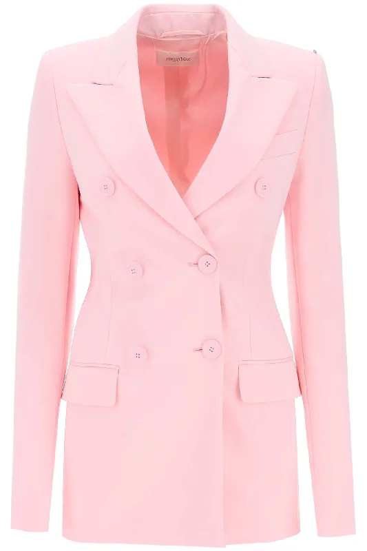 Frizzo Double-breasted Blazer In Jersey  - Pink Women's Handmade Blazer