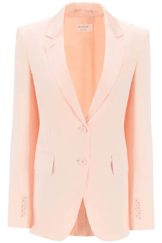 Satin Blazer For  - Pink Women's Long Blazer