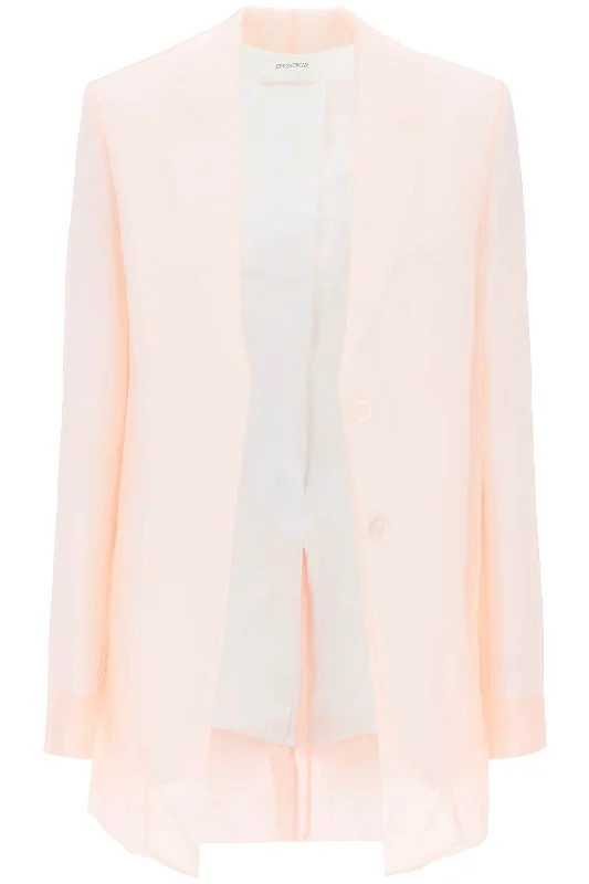 Acacia Blazer With Double Layer Of Organ  - White Women's Trendy Jacket