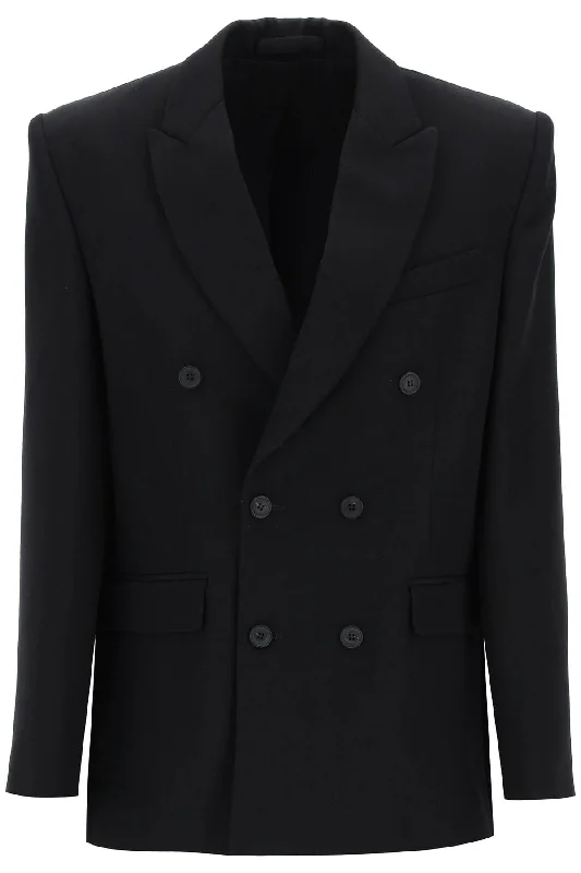 Double-breasted Blazer  - Black Women's High-End Blazer