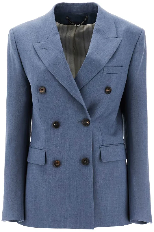 Tailored Wool Fresco Blazer  - Blue Women's Vacation Suit