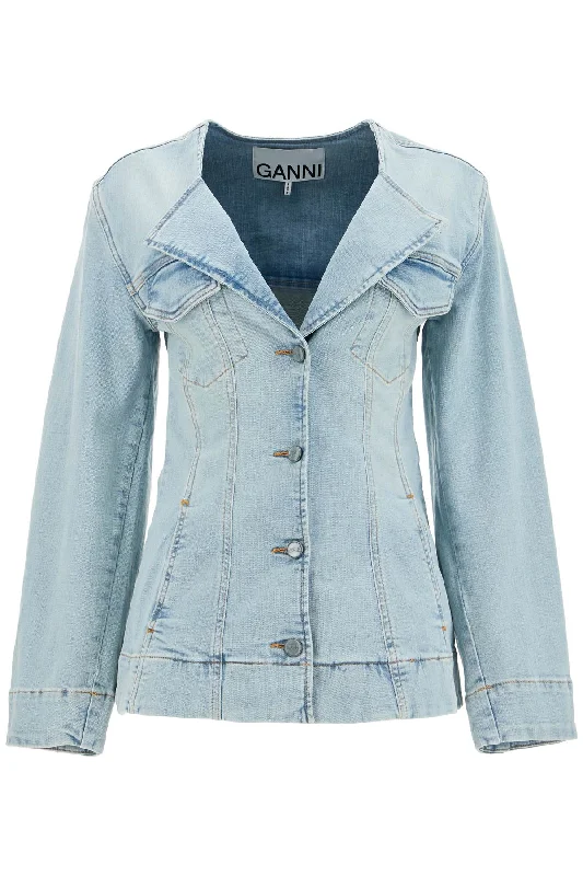 Slim Fit Denim Stretch Blazer For A  - Blue Women's Classic Blazer
