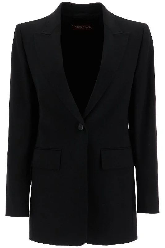 Wool Crepe Blazer With T  - Black Women's Adventure Blazer
