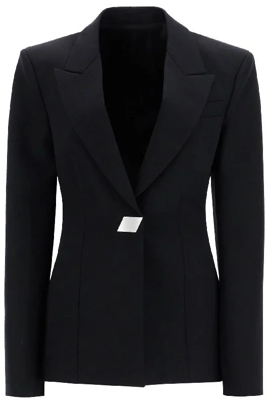 Wool Gabardine Blazer  - Black Women's Print Jacket