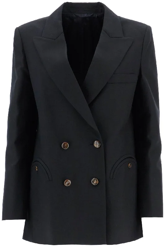Everynight Alcanara Double-breasted Blazer  - Blue Women's Premium Blazer
