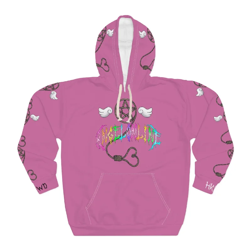 8ngelonline Desire Pullover All Over Print Hoodie Pink Port Neck Pullover