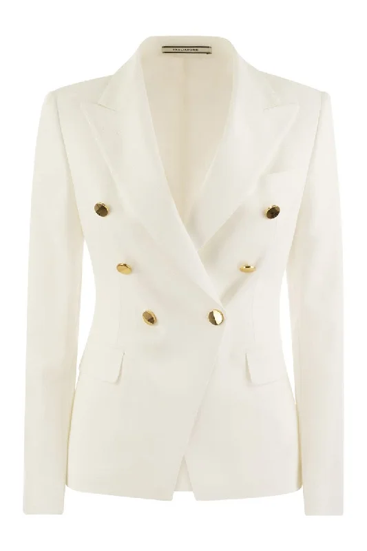 ALICYA - Double-breasted jersey blazer Silk Women's Blazer