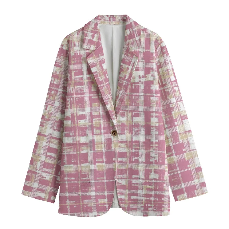 All-Over Print Women's Leisure Blazer | 245GSM Cotton 152 pink pattern, print Women's Luxurious Jacket All-Over Print Women's Leisure Blazer | 245GSM Cotton 152 pink pattern, print Women's Luxurious Jacket