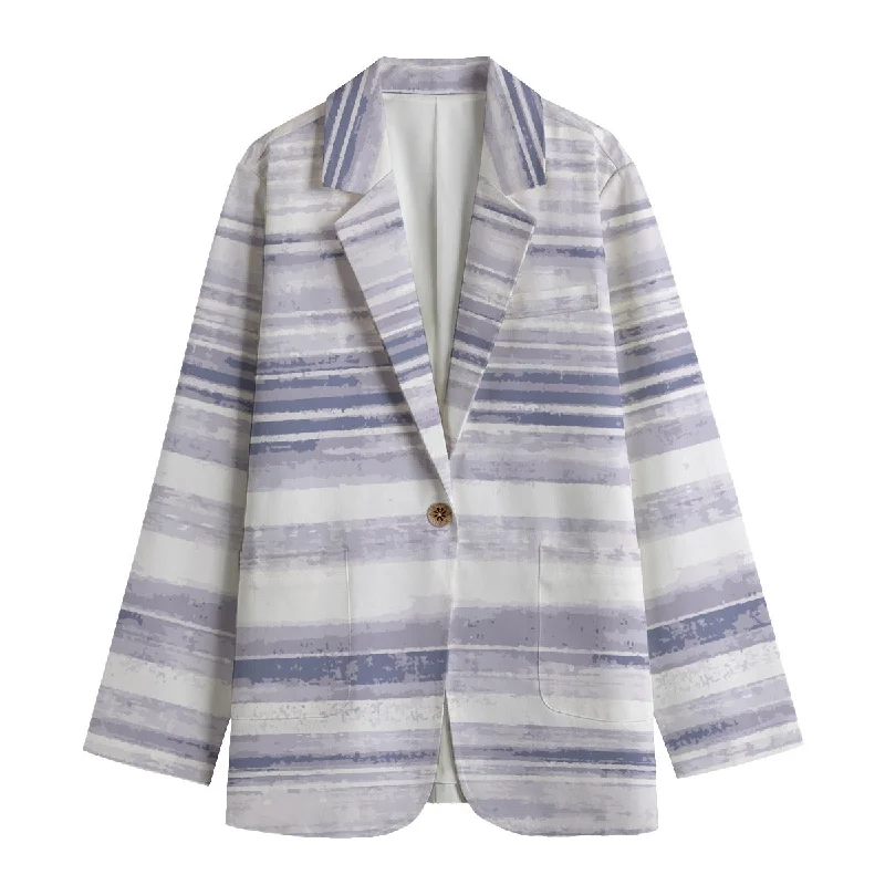 All-Over Print Women's Leisure Blazer | 245GSM Cotton 114 purple, striped print Women's Trendy Jacket All-Over Print Women's Leisure Blazer | 245GSM Cotton 114 purple, striped print Women's Trendy Jacket