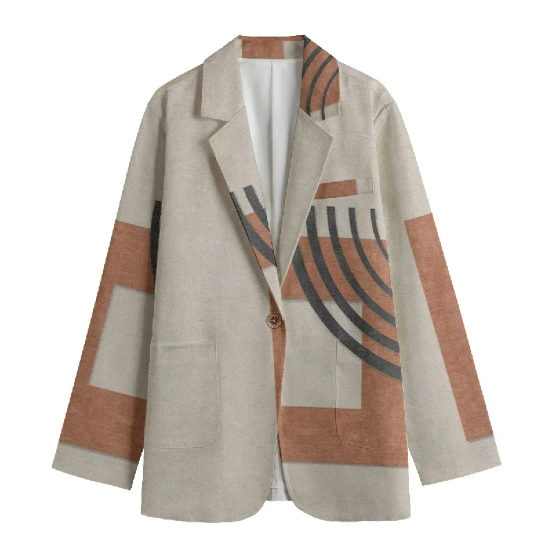All-Over Print Women's Leisure Blazer | 245GSM Cotton 77 beige, abstract, print Women's Custom Jacket All-Over Print Women's Leisure Blazer | 245GSM Cotton 77 beige, abstract, print Women's Custom Jacket